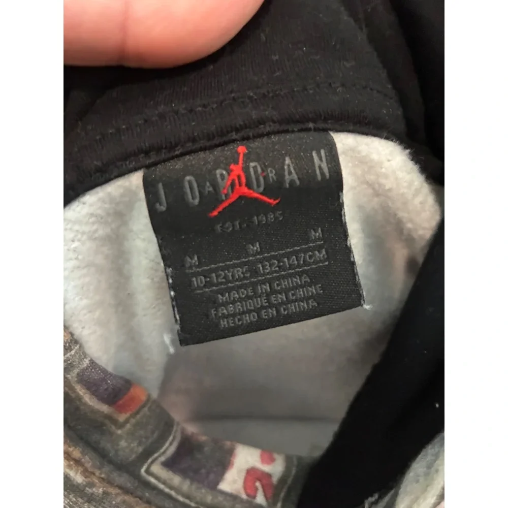 Jordan Boys Michael Jordan TV Photo Print Hoodie Black Multi Size Medium 10-12Y
